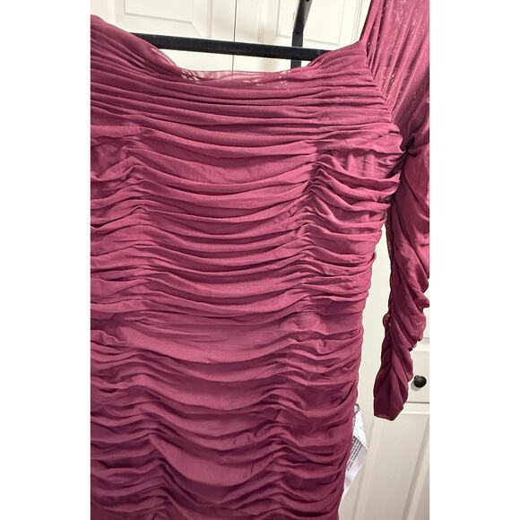 Dress the Population XXL‎ Burgundy "Dawn" Off Shoulder Long Sleeve Dress NWT - Picture 5 of 10